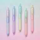 WRITECH Retractable Gel Ink Pens: 0.7mm Fine Point Black-Ink Aesthetic Gradient Color Barrel Soft Grip Medium Point Pen 5ct with 5 Refills for Journaling Smooth Writing Quick-dry No Bleed