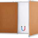 Tri-fold Cork Dry Erase Board, Foldable Whiteboard with Aluminum Frame Wall Mounted Large Vision Board for Door, Home, Office and College(Wood,72"x24")