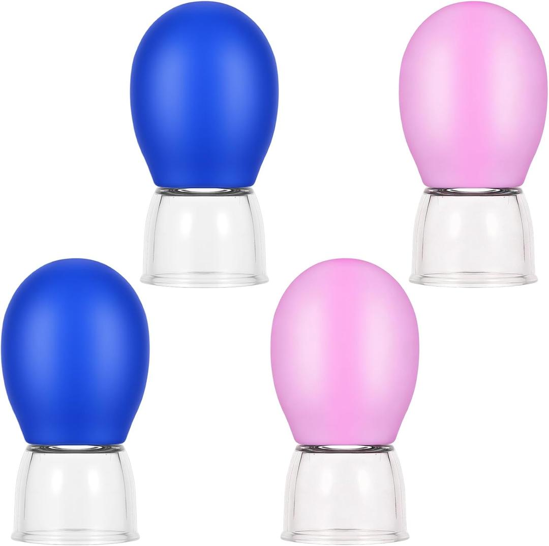 4Pcs Facial Cupping Therapy Set, Silicone Face Cupping Tool Eye Face Vacuum Massage Anti Cellulite Cup Vacuum Suction Cups for Body Fascia Massage