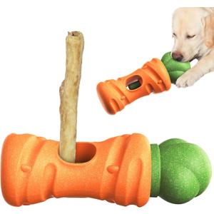 KADTC XL 2-in-1 Durable Dog Bully Stick Holder & Indestructible Chew Toy for Aggressive Chewers, Bone Holder for Medium Large Dogs, Carrot-Shaped
