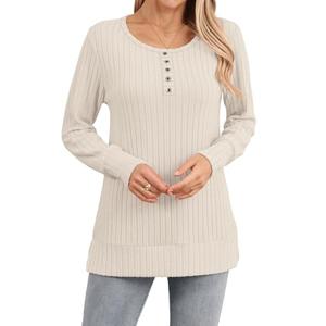 Womens Tops Long Sleeve T-shirts Casual Blouses Dressy Crewneck Tunic Fashion Shirt (XL, Blue White Flowers)