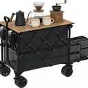 Double Decker Wagon with Table, 600lb 400L 54'' Extra Long Heavy Duty Wagons Carts Foldable with Tailgate, Utility Folding Cart Big All-Terrain Wheels with Brakes for Camping, Fishing, Beach, Outdoor