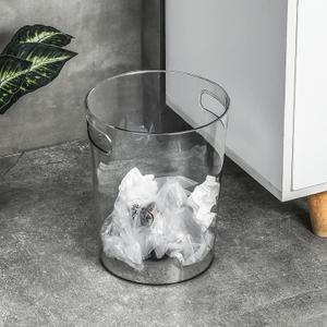 Anyoifax Small Trash Can Plastic Wastebasket 1.5 Gallon Round Garbage Container Bin with Handles for Bathroom, Bedroom, Kitchen, College Dorm, Office, Craft Room - Clear