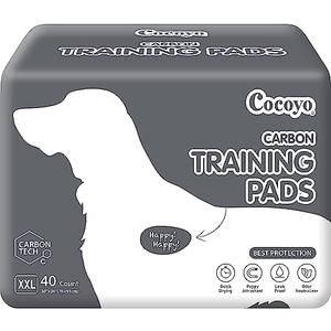 COCOYO Dog Training Pads Extra Large Size丨Carbon Absorb Eliminating Urine Odor Puppy Pads 丨 Premium Charcoal Dog Pee Pads (40 Count, XXL 30x36 inch),Black