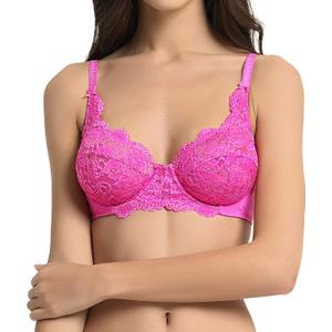 Women's Lace Underwire Unlined Full Coverage Bra - Microfiber, 36C