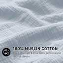 EMME Muslin Cotton Duvet Cover Set Queen Size Linen Like Soft Breathable Lightweight Summer Comforter Cover Set with Zipper Closure (Blue, Queen, 90"x90")