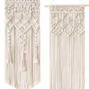 Mkono 2 Pcs Macrame Woven Wall Hanging Boho Chic Geometric Art Decor - Beautiful Bedroom Nursery Apartment Home Decoration, Gift for Girls Adults Birthday Christmas, 28" L x 13" W (Medium)