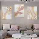 3 Piece Framed Canvas Wall Art Pink Gold Abstract Painting Water Flow Shape Modern Home Decor Ready to Hang 24"x48"