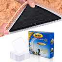 Carpet Stickers(8 Pcs) with Super Sticky Gel Pads(10 Pcs),Anti Curling Non Slip Reusable Rug Pad for Area Rugs and Traceless Anti Slip Sticky Pads for Auto Car Home Cell Phone Glass