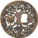 Top Brass Sun and Moon Face Tree of Life Wall Plaque Decorative Spiritual Celtic Garden Art Sculpture - Celestial Harmony
