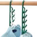 Space Saving Closet Hanger Holders Set of 4 Durable Green Plastic Organizers with 5 Vertical Hooks Each Maximize Wardrobe Space for Clothes, Belts, Scarves & Accessories by Miles Kimball