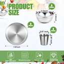 Sunnyray 6 Sets Stainless Steel Plates Bowls and Cups Metal Camping Stainless Steel Dinnerware for Serving Reusable Double Walled Insulated Plates Bowls and Cups for Rice Ice Cream