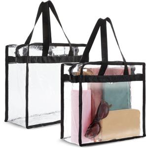 Juvale Clear Stadium Approved Bags - 12x6x12 Large Transparent Tote Bags with Zippers and Handles