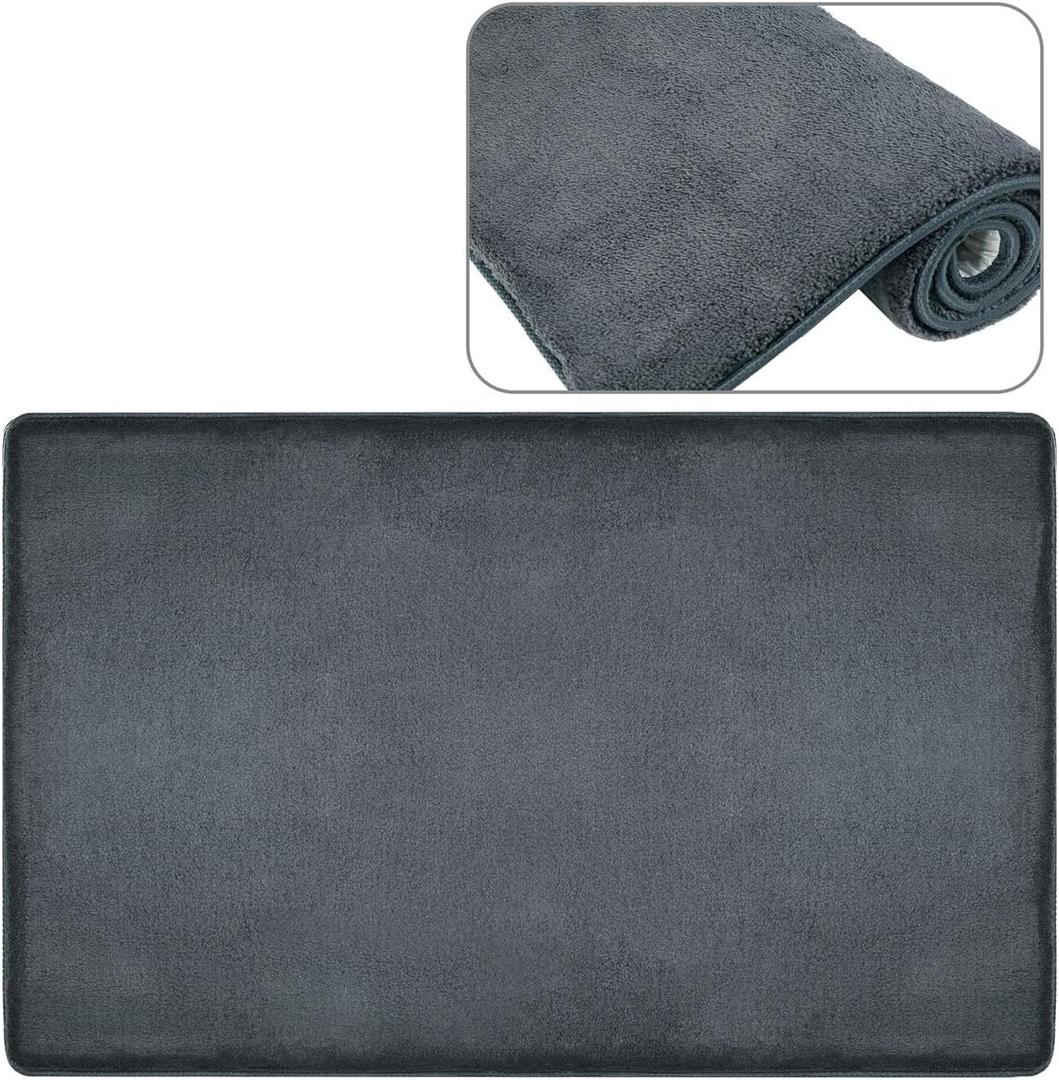 PURE ERA Carpet Stair Tread Landing Mat Area Rug Ultra Plush Shag Soft Non Slip Skid Resistant Tape Free Indoor Doormat Washable Reusable Dark Gay 2' X 3'