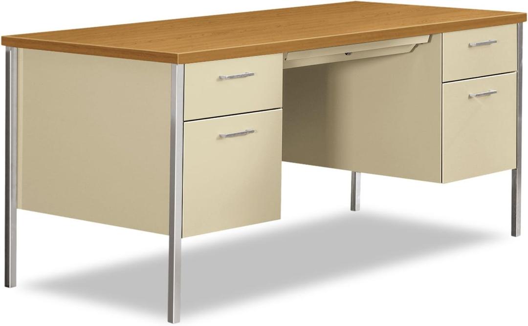 HON 34962CL 34000 Series Double Pedestal Desk, 60w x 30d x 29 1/2h, Harvest/Putty HON 34962CL 34000 Series Double Pedestal Desk, 60w x 30d x 29 1/2h, Harvest/Putty