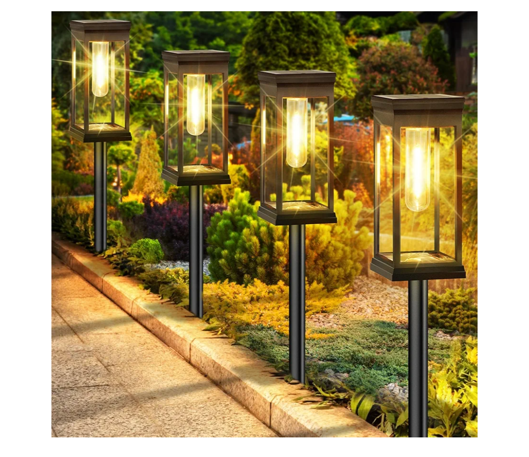 BesLowe Upgraded Solar Pathway Lights Outdoor, 8-Pack Large LED Solar Light Outdoor Waterproof, Super Bright Outside Lights for Yard, Sun-Powered Landscape Lighting for Garden Walkway, Warm White