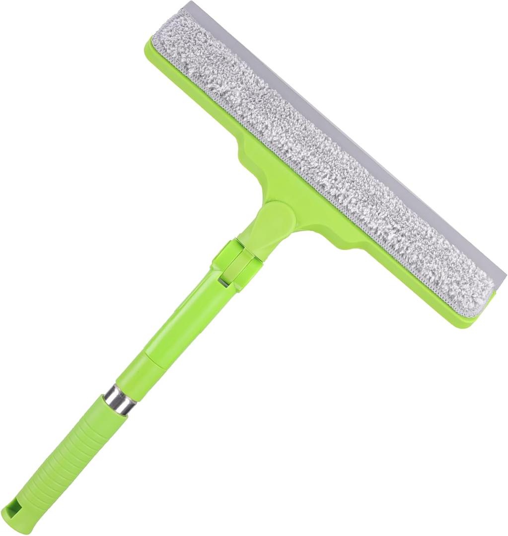 Homilifibra All-Purpose Shower Squeegee for Glass Doors, Bathroom Cleaner Tool for Household Home Window Mirror, Cleaning Tile Wall, Car, Windshield Squeegee with 12" Blade and 15" Long Handle