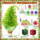 Realspring 2 ft Whimsical Tabletop Christmas Tree Small Bendable Artificial Lime Green Christmas Tree Decor with 21 Balls & Light & Hanging Ornaments Elf Xmas Holiday Decor for Home Office Fireplace