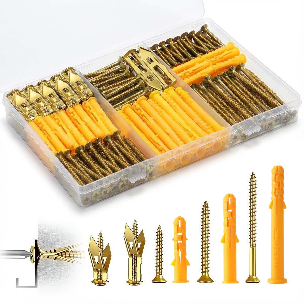 2 x 210 Pcs Smyeyml Drywall Anchors and Screws Assortment Kit, 70 Pcs Drywall Anchors Heavy Duty, 140 Pcs Self Drilling Drywall Anchors, Wall Anchors for Drywall, Shelves, Pictures, and Office Art Decor