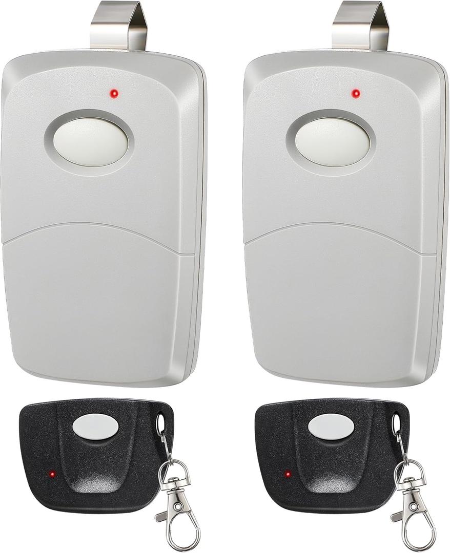 4 Pack Garage Door Opener Remotes Compatible with Linear Multi Code 3089, 3060, 3070, 300mhz 10 Dip Switch Gate Door Opener Remote Control Transmitter Replacement (2 Grey, 2 Black Mini)