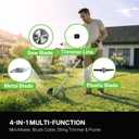 WORKIT 4-in-1 Electric Weed Wacker, 20V 6 Inch Cordless Weed Eater with Wheels, 2×4.0Ah Batteries & 4 Blade Types, Lightweight Stringless Brush Cutter for Small Yard & Garden Care