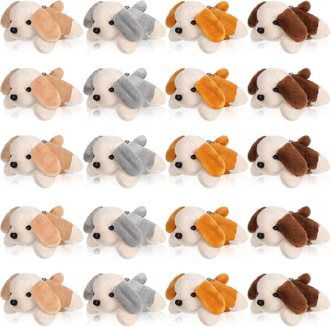 Sosation 20 Pcs Mini Stuffed Animal Dog Bulk Adopt a Puppy Favors Soft Puppy Gift Party for Kids Graduation Birthday Party Charity Donation Classroom Goodie Stuffer (Stylish Style, Traditional Color)