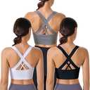 Evercute Sports Bra for Women Padded Medium Support Criss Cross Strappy Bras Seamless High Impact Yoga Exercise Athletic Bras Size M