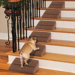 40D Density Foam Dog Ramp with Anti-Slip Bump for Stairs Suits for Small Dogs Cats, Pet Steps Stairs for Staircase Stairs Self-Sticky Pads to Fix(6Pack, Brown)
