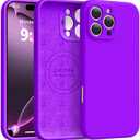 Ktele Magnetic for iPhone 16 Pro Case [Compatible with Magsafe] [Premium Silicone Satin-Smooth Touch] Slim Shockproof Anti-Scratch Microfiber Lining Case, 6.3 inch, Neon Purple