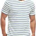 VEIISAR Men's Crewneck Striped T-Shirt Soft Elastic Cotton Tees XL