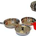 Stainless Steel Mess Kit - Steel Camping Cookware with Carrying Bag (Made by Caddis Sports)