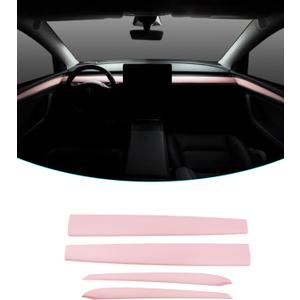 Pink Dashboard Cover and Front Door Cover Compatible with Tesla Model 32021-2023 and Model y2019-2024-NOT for Performance (Pink)