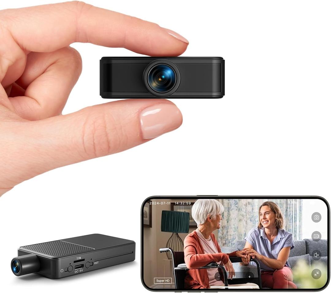 Mini Camera Wireless, 4K HD Nanny Cam, 10hr Continuous Recording WiFi Small Camera, FREE Cloud & SD Storage, No WiFi Needed Mini Camera, Motion Detection & Night Vision for Pet/Baby/Nanny Surveillance (Mini Camera)