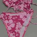 Floerns Women's Tankinis 2 Piece Floral Print Halter Tie Back Crop Top and Bottoms Bikini Set, L