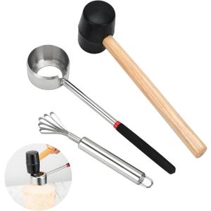 Coconut Opener Tool Set,Food Grade Coconut Opener,Coconut Scraper for Kitchens,Picnics and Beach Vacations