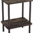 Apicizon 2 Tier End Table, Small Side Table with Solid Wood Legs, Boho Bedside Table with Storage Shelf, Nightstand for Small Spaces, Bedroom, Living Room, Entryway, Easy Assembly, Rustic Oak (1 Set)