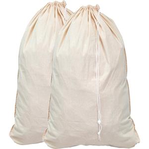 Simple Houseware Extra Large Natural Cotton Laundry Bag, Beige (28" x 36") - 2 Pack