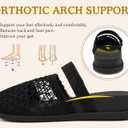 COFACE Womens Orthotic Sandals Ladies Fashion Breathable Mesh Mules Round Toe Backless Loafers Slides Adjustable Wedge Heel Cushion Walking Sandles With Comfortable Arch Support (Black), US 10