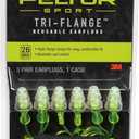 Peltor Sport Tri-Flange Corded Reusable Earplugs, 3 Pair, Noise Reduction Rating (NRR) 26 dB, Comfortable Fit, Ideal For Range, Shooting & Hunting, Washable and Corded, Neon Yellow (97317-10C)