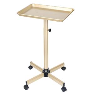 Salon Tray on Wheels, Champagne Gold Salon Rolling Tray with Adjustable Height, Metal Service Instrument Storage Tray for Salon&Home Use