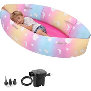Sensory Chair Inflatable Peapod Canoe, 60" Sensory Pod Sitting for Autistic Children, Therapy Pea Pod for Children, Sensory Peapod Includes Electric Air Pump, Multi-Colored