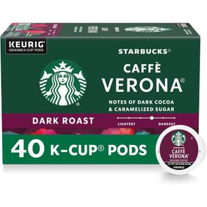 Starbucks K-Cup Coffee Pods, Dark Roast Hot or Iced Coffee, Caff Verona, 40 Keurig Pods. 21/May/2025