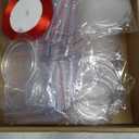 Vercraft 48 Pcs DIY Christmas Picture Frame Ornaments with Red Ribbon, Acrylic Xmas Tree Photo Frame Bulk, Hanging Photo Christmas Ornaments, Plastic Ornament Tree Decor (Round,Square)