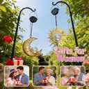 Solar Hanging Sun & Moon Lights Set for Outside,2 Pack Metal Lanterns Pierced Carving Soothing Lamp, Large Decorations for Yard Garden Patio Proch Tree Wall, Christmas Gifts for Women Mom