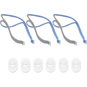 Replacement Headgear Compatible with P10 Nasal Pillow Mask Straps Included 3 Super Elastic Straps and 6 Adjustment Clips(3 Pack) (Blue)