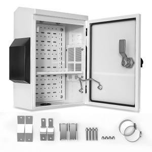 Outdoor Electrical Box, Cold-Rolled Steel Plate, Aluminum Alloy Back Beam, One-Piece Ventilation Design, IP65 Waterproof, Wall/Pole Mounted (17.6" x 13.8" x 7.9")