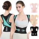 babaka Posture Corrector for Women, Invisible Lightweight Adjustable Back Brace for Upper and Lower Back Pain Relief, Hunchback, Hump, Scoliosis, Thoracic, Spine Corrector Under Clothes (Black, Small, Waist: 25''-30'') (Black, S)