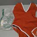 Finesatile Bathing Suit for Women Tummy Control Deep V Neck One Piece Swimsuit Sexy Open Back Ribbed Ladies Swimwear Red L