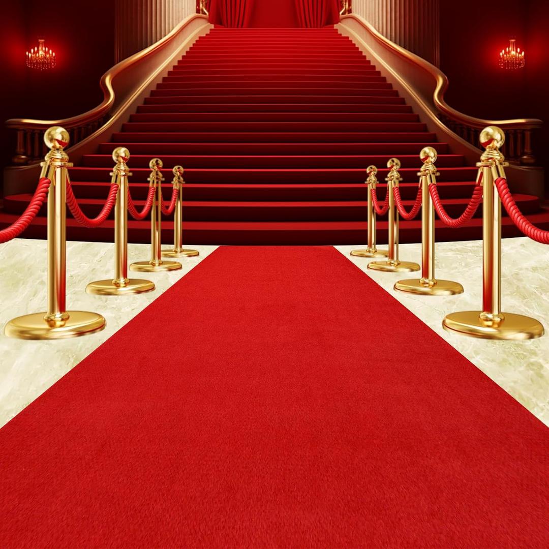 450 GSM Extra Thick Waterproof Red Carpet Runner for Events Decorations, 4X30 Ft Not Slip Red Runner Aisle Runway Rug for Wedding, Party, Banquet, Activity Entrance and Special Events Decorations