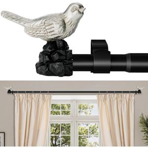 Vintage Pewter Curtain Rod 36 to 72 Inches Curtain Rods for Windows Adjustable Heavy Duty Drapery Rod with Bird Finials for Living Room Bedroom